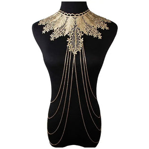 2 Pcs Velvet & Lace Body Rhinestone Choker Necklace Set