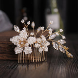 2 Pcs Pearl Crystal Bridal Hair Combs Wedding Hair Accessories