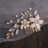 2 Pcs Pearl Crystal Bridal Hair Combs Wedding Hair Accessories