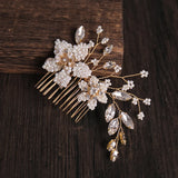 2 Pcs Pearl Crystal Bridal Hair Combs Wedding Hair Accessories