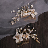 2 Pcs Pearl Crystal Bridal Hair Combs Wedding Hair Accessories