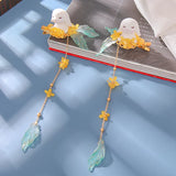 2 Pcs Pink Cut Rabbits Hairgrips For Girls Women Tassel Pearls Hair Clips