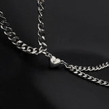 2 Pcs Stainless Steel Punk Bracelet for Women Couples Cuban Chains Gift