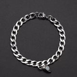 2 Pcs Stainless Steel Punk Bracelet for Women Couples Cuban Chains Gift