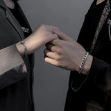 2 Pcs Stainless Steel Punk Bracelet for Women Couples Cuban Chains Gift