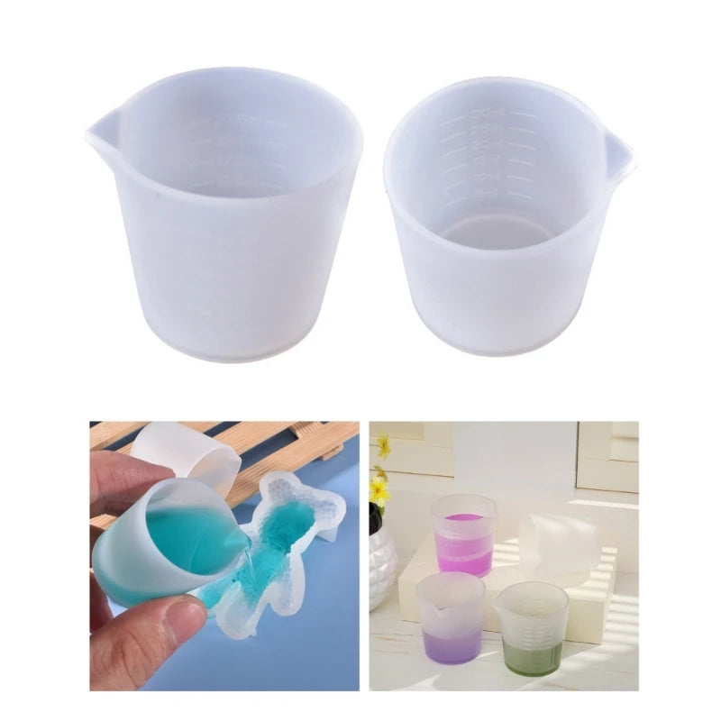 2 Pcs Reusable Silicone Measuring Cups Epoxy Resin Mixing Cups Non-Stick