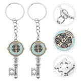 2 Pcs St. Benedict Keychain Metal Backpack Charm Memorial