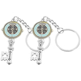 2 Pcs St. Benedict Keychain Metal Backpack Charm Memorial