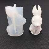 Bunny Shape Silicone Mold for Wax, Plaster, Soap, Candle, Pudding - 2 Pcs/Set
