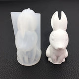 Bunny Shape Silicone Mold for Wax, Plaster, Soap, Candle, Pudding - 2 Pcs/Set