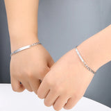 Engraved Name Bracelets Set Stainless Steel Cuban Chain Couple Jewelry