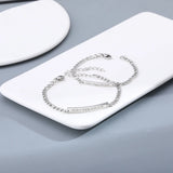 Engraved Name Bracelets Set Stainless Steel Cuban Chain Couple Jewelry