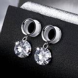 2 Pcs Crystal Pendant Stainless Steel Ear Tunnel Ear Plugs 4-16mm