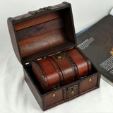 2 Pcs Wooden Treasure Chest Jewelry Storage Box Set