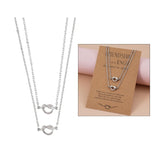 2 Pcs Stainless Steel Charm Knot Heart Pendants Necklaces for Sister