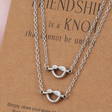2 Pcs Stainless Steel Charm Knot Heart Pendants Necklaces for Sister