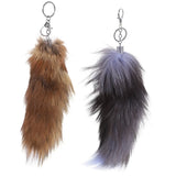 2 Pcs Women Fox Fur Keychain Purse Charm Chains Car Keys Backpack Ornament