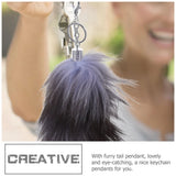 2 Pcs Women Fox Fur Keychain Purse Charm Chains Car Keys Backpack Ornament