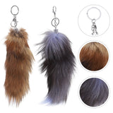 2 Pcs Women Fox Fur Keychain Purse Charm Chains Car Keys Backpack Ornament