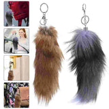 2 Pcs Women Fox Fur Keychain Purse Charm Chains Car Keys Backpack Ornament