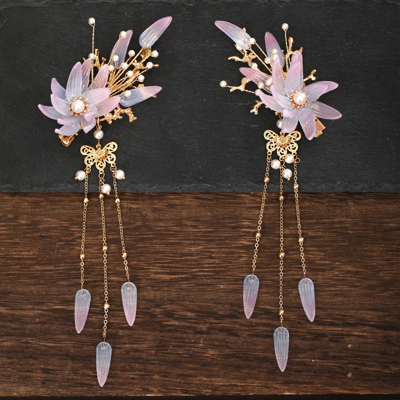 2 Pcs Wedding Hairgrips Tassel Pearls Hair Clips Bridal Hair Jewelry