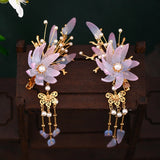 2 Pcs Wedding Hairgrips Tassel Pearls Hair Clips Bridal Hair Jewelry