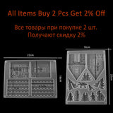 2 Pcs Christmas House Silicone Molds Castle Christmas Tree Resin Mold