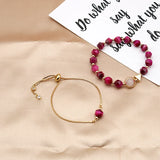 2 Pcs Tiger Eye Stone Beads Bracelet for Women