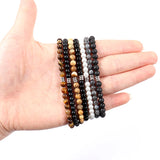 2 Pcs/set Matte Bead Bracelet Necklace For Men