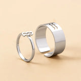 2 Pcs 12 Constellation Stainless Steel Couple Adjustable Rings Set