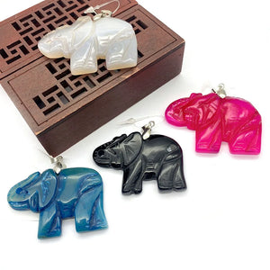 2 Pcs Agate Elephant-shaped Red Pendant DIY Earrings Necklace Charm