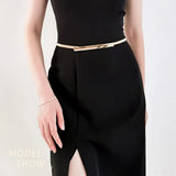 2 Piece Women's Silver Spring Waist Chain Elastic Belt