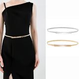 2 Piece Women's Silver Spring Waist Chain Elastic Belt