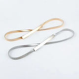 2 Piece Silver Waist Chain Elastic Belt for Women