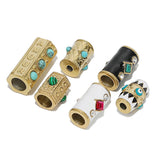 2 Piece Cylinder Enamel Beads for DIY Charms Necklace Jewelry