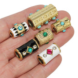 2 Piece Cylinder Enamel Beads for DIY Charms Necklace Jewelry