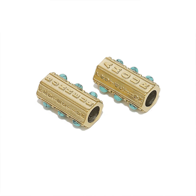2 Piece Cylinder Enamel Beads for DIY Charms Necklace Jewelry