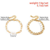 Hip-Hop Cuban Chain & Baroque Pearl Bracelet Set