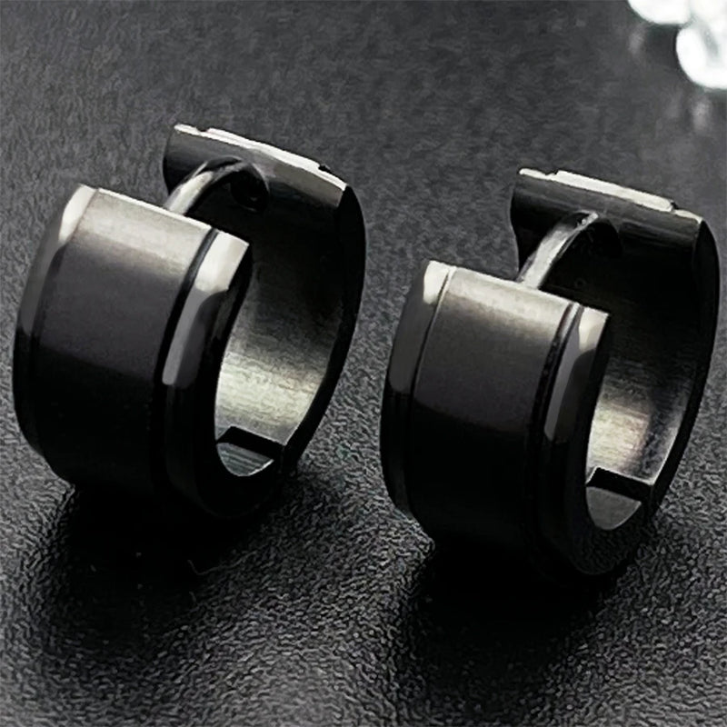 Villain Huggie Earrings Stainless Steel Smooth Round Beer Wreath Jewelry