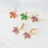 2Pcs 14K Copper Micro Zircon Maple Leaf Pendant DIY Earrings Necklace Acc
