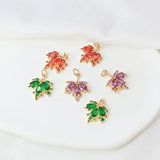 2Pcs 14K Copper Micro Zircon Maple Leaf Pendant DIY Earrings Necklace Acc