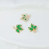 2Pcs 14K Copper Micro Zircon Maple Leaf Pendant DIY Earrings Necklace Acc