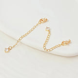 2Pcs 14K Copper K Zircon Peach Heart 5-pointed Star Lobster Tail Chain Extension