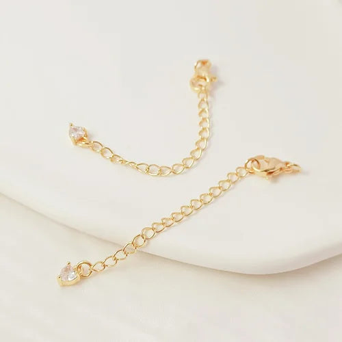 2Pcs 14K Copper K Zircon Peach Heart 5-pointed Star Lobster Tail Chain Extension