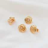 2 Pcs 14K Copper Clad Zirconium Camellia End Buckles DIY Decorative Fasteners