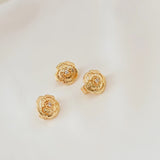 2 Pcs 14K Copper Clad Zirconium Camellia End Buckles DIY Decorative Fasteners