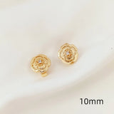2 Pcs 14K Copper Clad Zirconium Camellia End Buckles DIY Decorative Fasteners