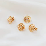 2 Pcs 14K Copper Clad Zirconium Camellia End Buckles DIY Decorative Fasteners