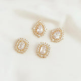 2 Pcs 14K Zircon Square Drop Pendant Brass Accessories