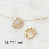2 Pcs 14K Zircon Square Drop Pendant Brass Accessories